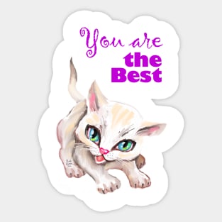 Sweet cute white kitten best friend. Love you cat. Sticker